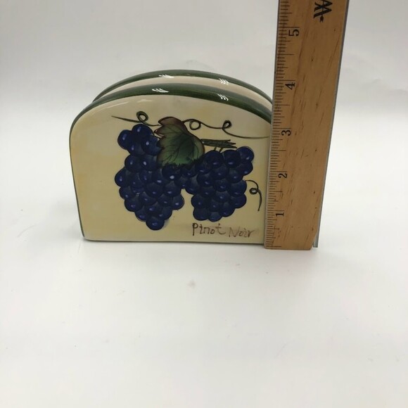 Vintage Style Eyes by Baum Bros Ceramic Napkin Holder Grapevine Fruit Decor - Picture 11 of 13